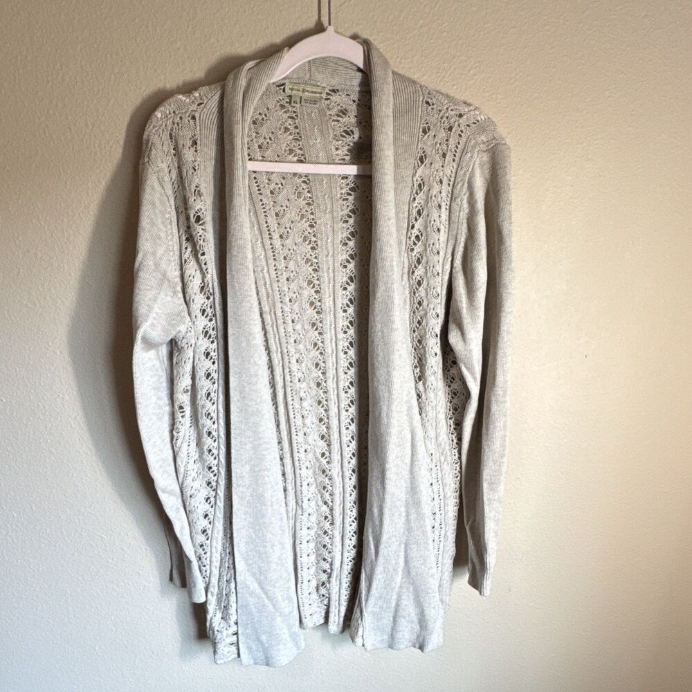 Royal Robbins Women’s Cardigan Sweater XL Beige Solid Open-Knit Long Sleeve